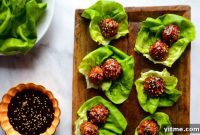 Baked Hoisin Chicken Meatball Lettuce Cups