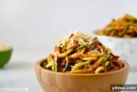 Sun-Drenched Zucchini Ribbons with Zesty Tomato Pesto