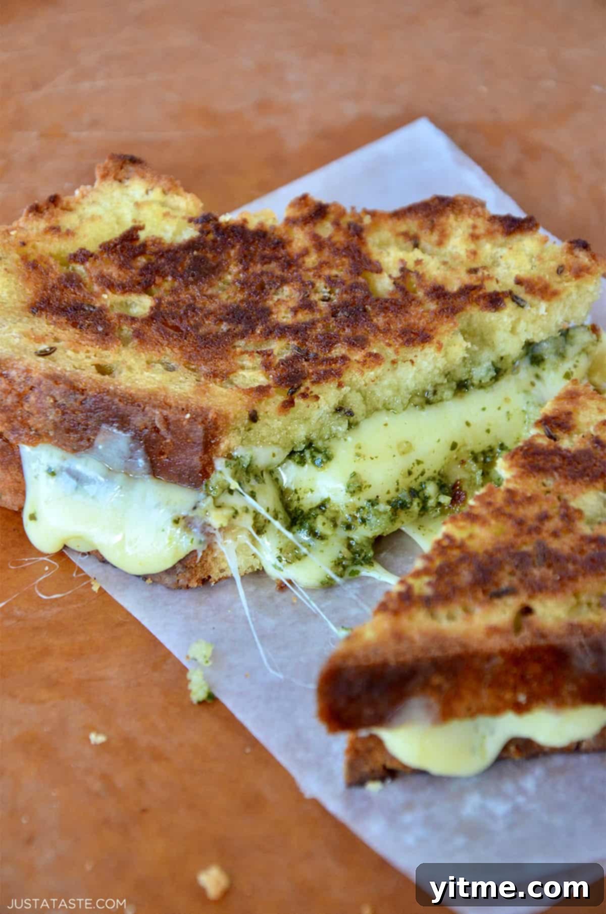 Homemade Irish Soda Bread Grilled Cheese with Pesto