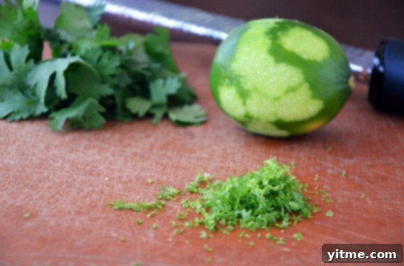 Fresh Lime Zest Freshly grated lime zest, a key ingredient for bright flavor