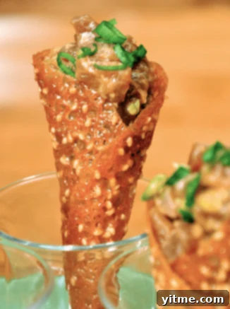Exquisitely presented Tuna Tartare in a crispy Miso Cone