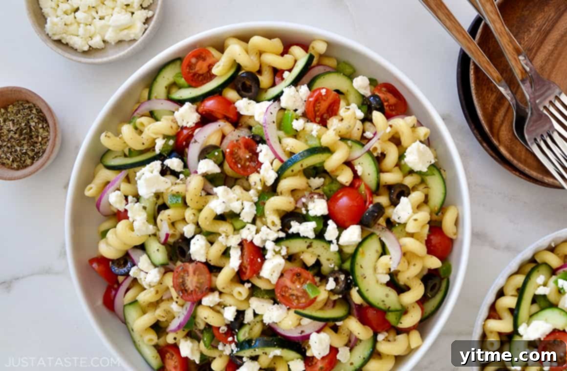 Greek Pasta Salad with Red Wine Vinaigrette