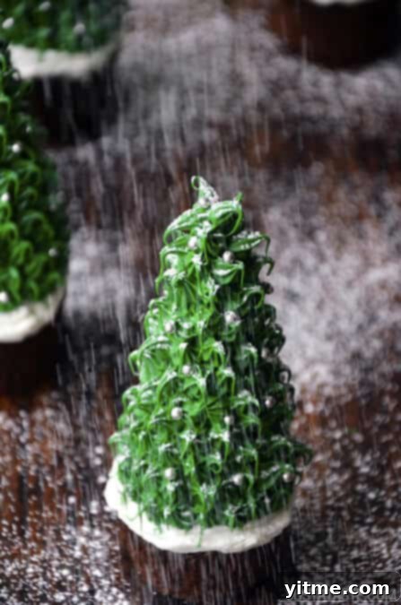 Christmas Tree Cupcakes Recipe from justataste.com