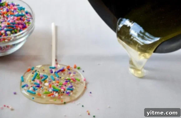 Pouring homemade lollipops