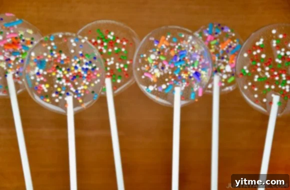 Homemade Holiday Lollipops with sprinkles