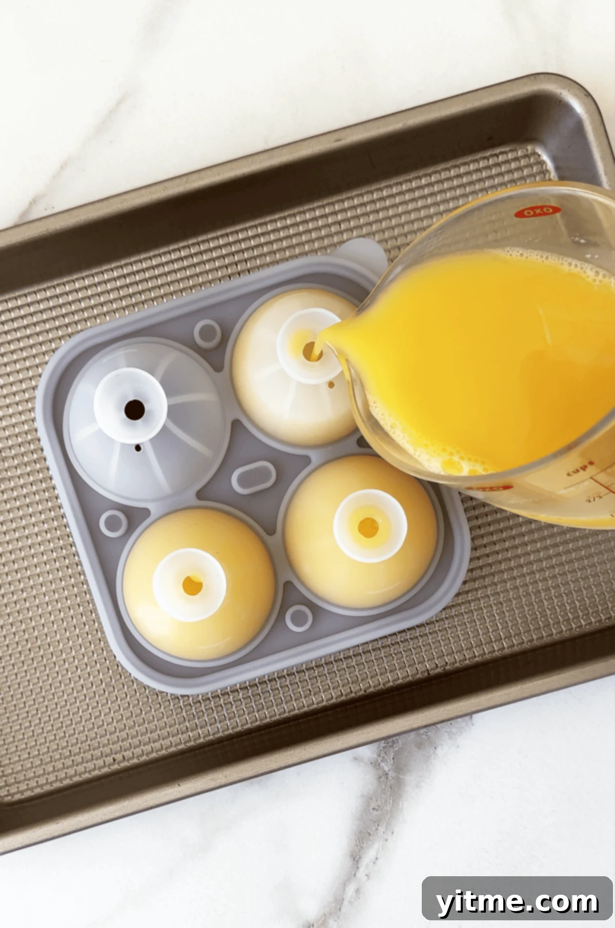 Basketball shaped frozen juice cubes