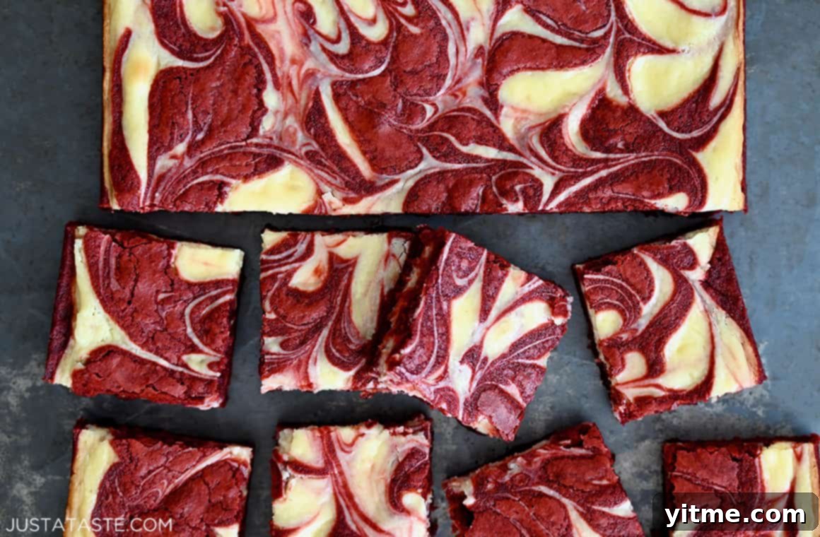 Sliced cheesecake-swirled brownies