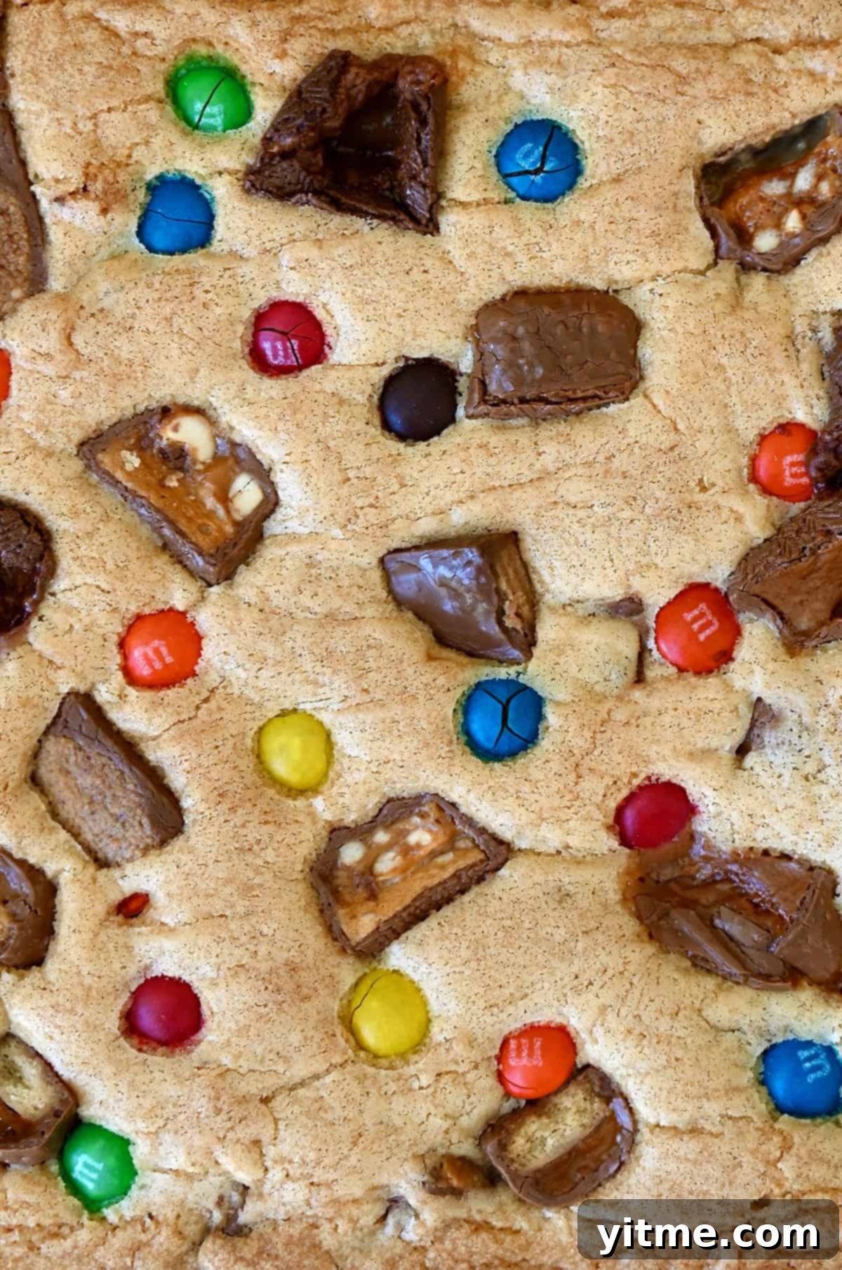 Candy blondies with M&Ms, Snickers and Reese's.
