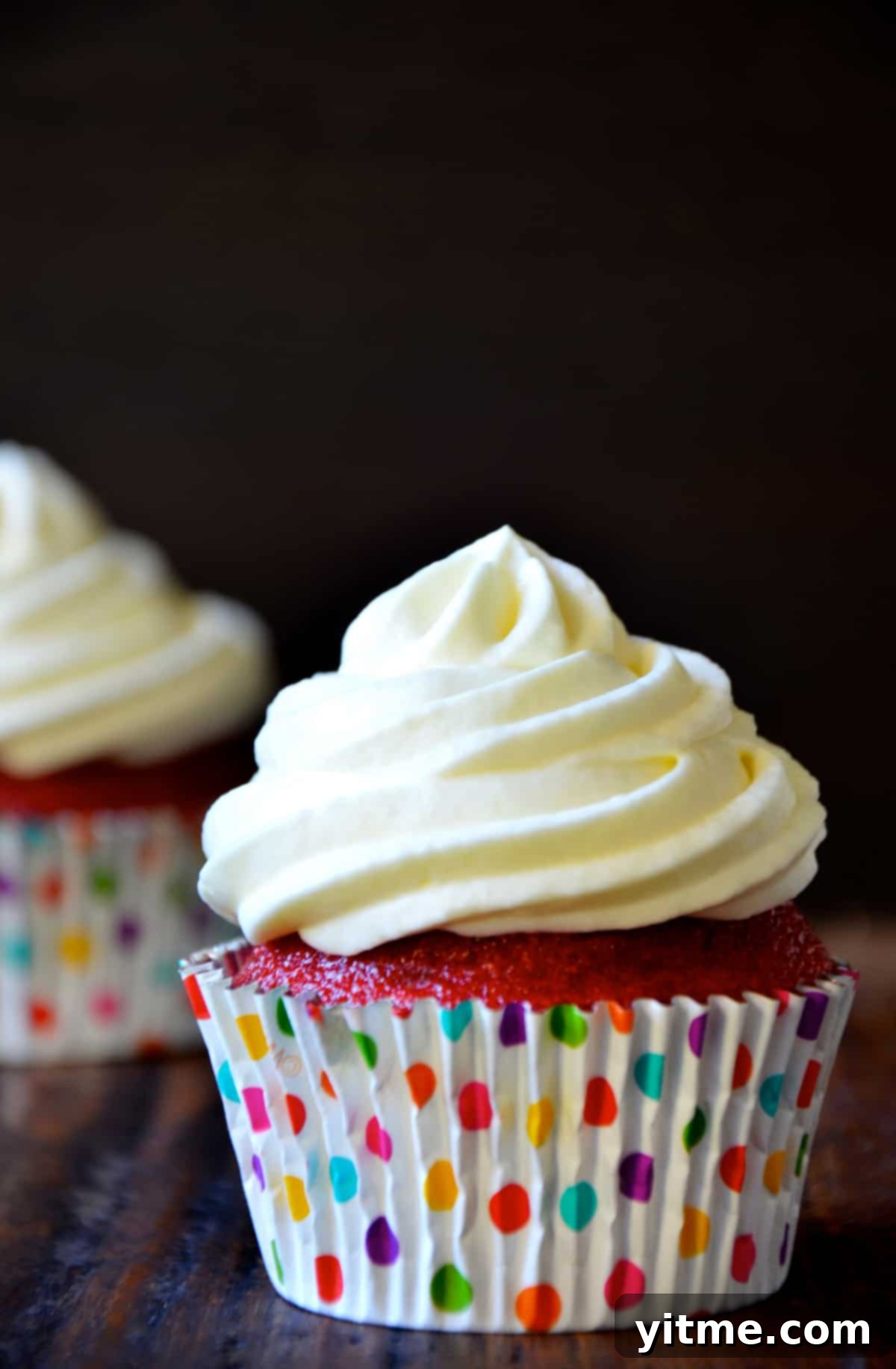 Red velvet cupcake with cream cheese frosting