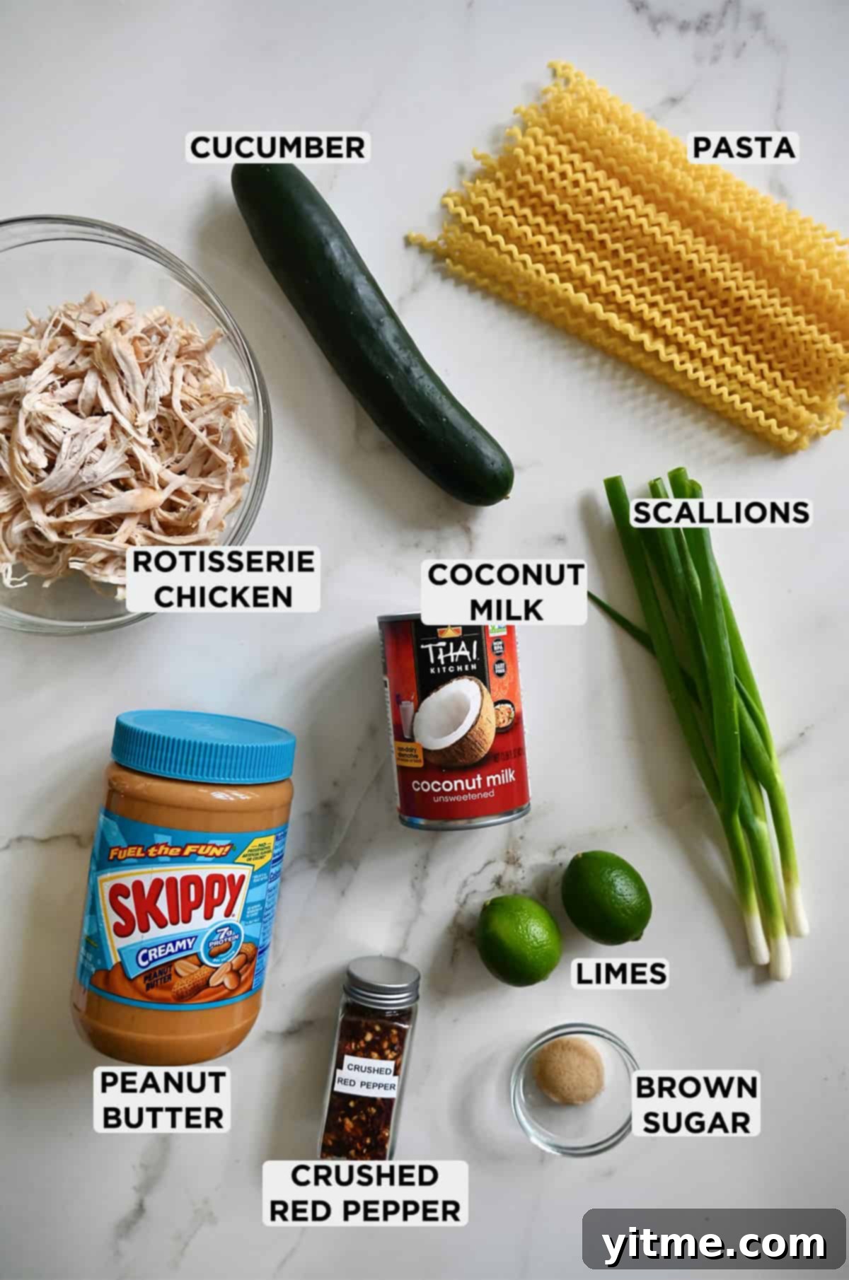 Ingredients for Thai Chicken Pasta Salad