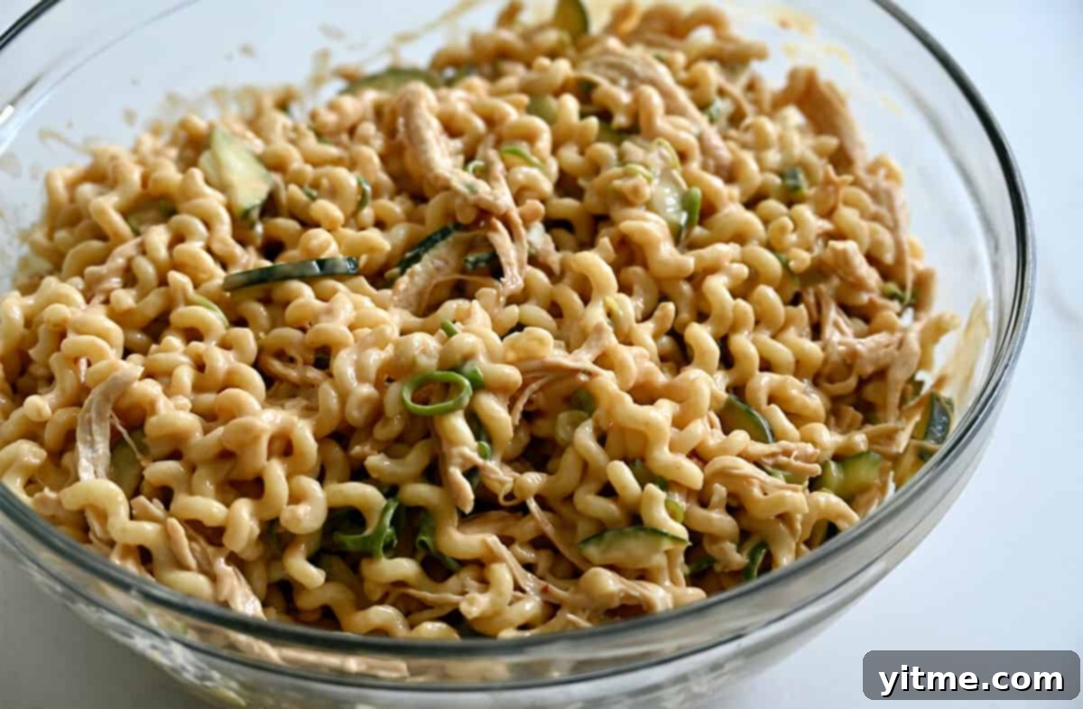 Tossing Thai Chicken Pasta Salad