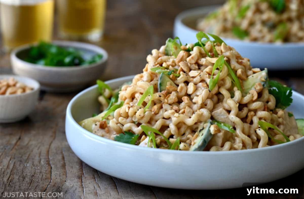 Thai Chicken Pasta Salad on a plate