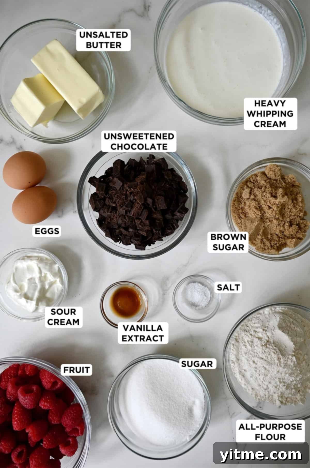 Individual Fruit and Brownie Parfaits 4 Brownie trifle ingredients in glass bowls