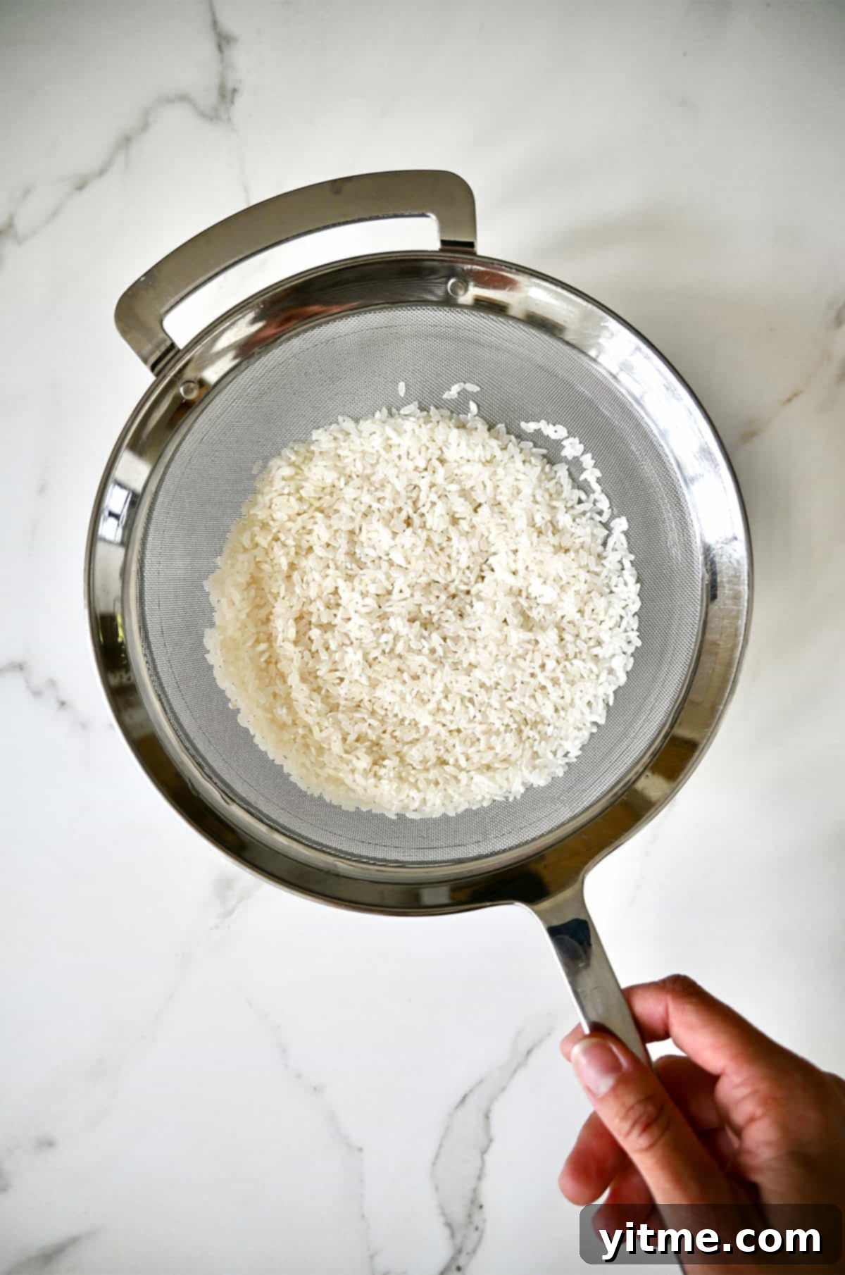 Rinsing Glutinous Rice for Thai Mango Sticky Rice