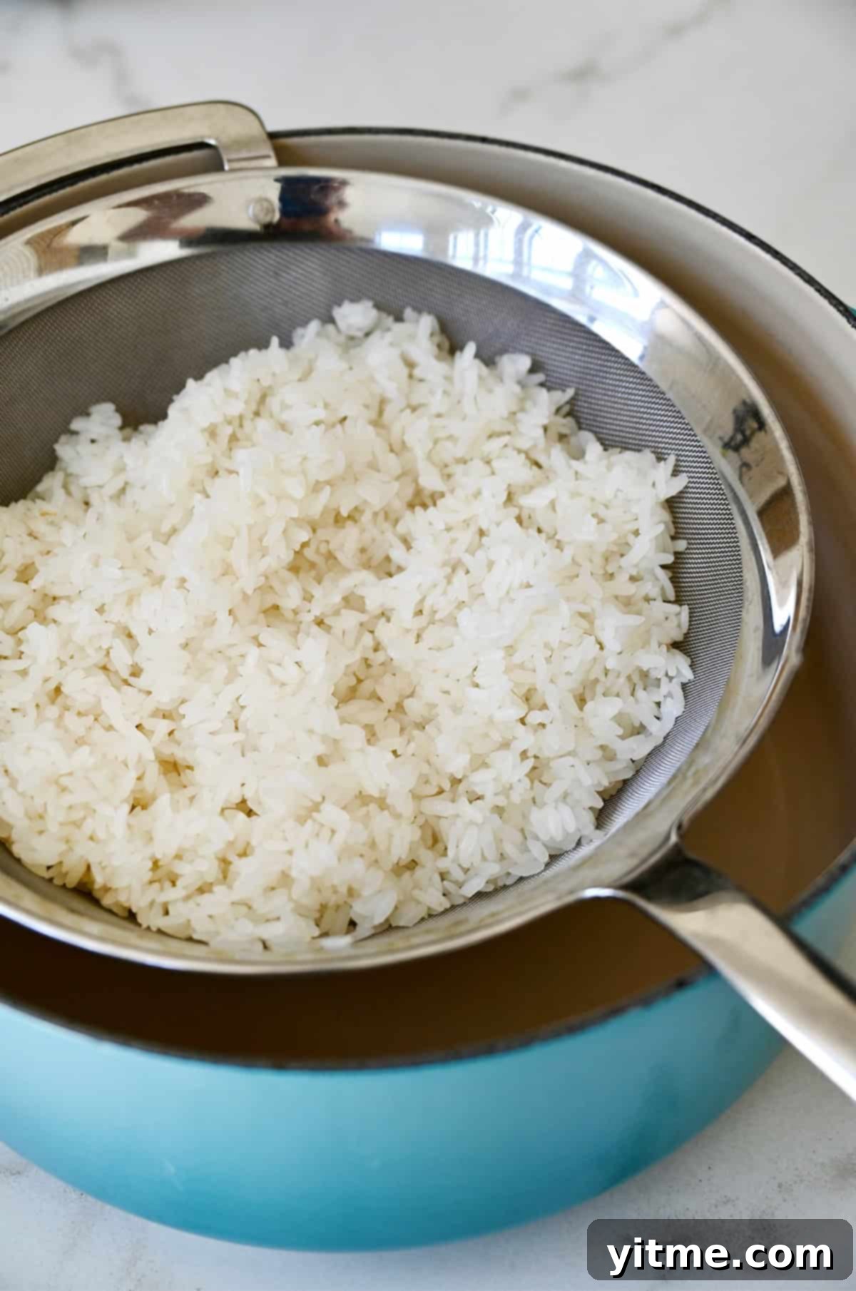 Steaming Sticky Rice Over a Pot of Simmering Water