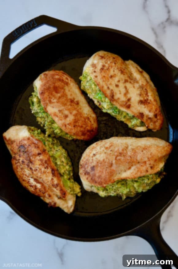 Broccoli-Cheddar Stuffed Chicken Breasts.