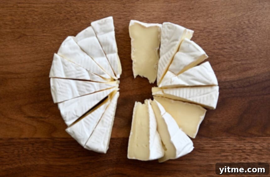 Slices of brie cheese