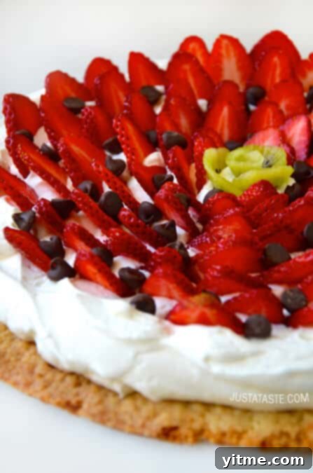 Strawberry Shortbread Cake 3 Strawberry Shortbread Cookie Cake recipe on justataste.com