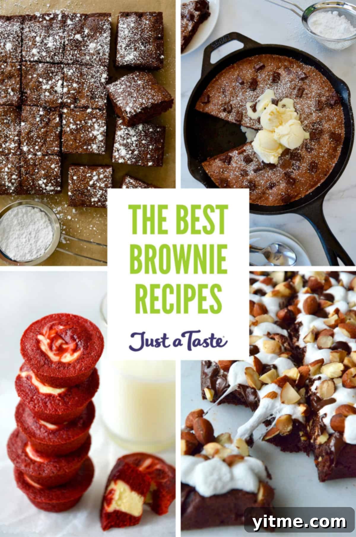 Collage of brownie recipes.