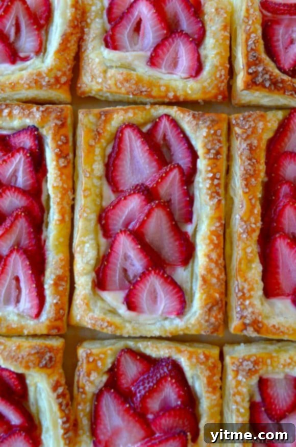 Top down view of 5-Ingredient Strawberry Breakfast Pastries side by side