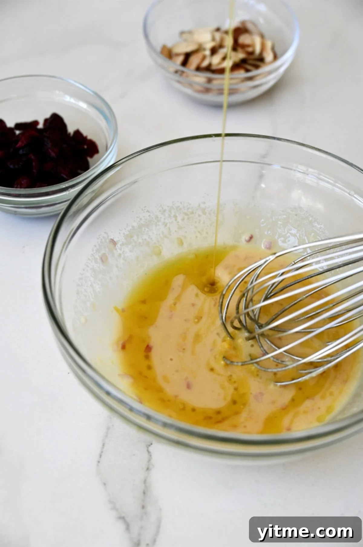 Lemon Dijon vinaigrette in a bowl.
