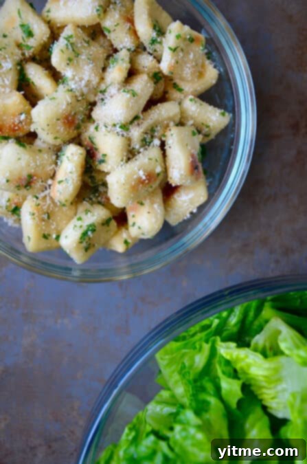 Finished Baked Parmesan Garlic Pizza Dough Croutons