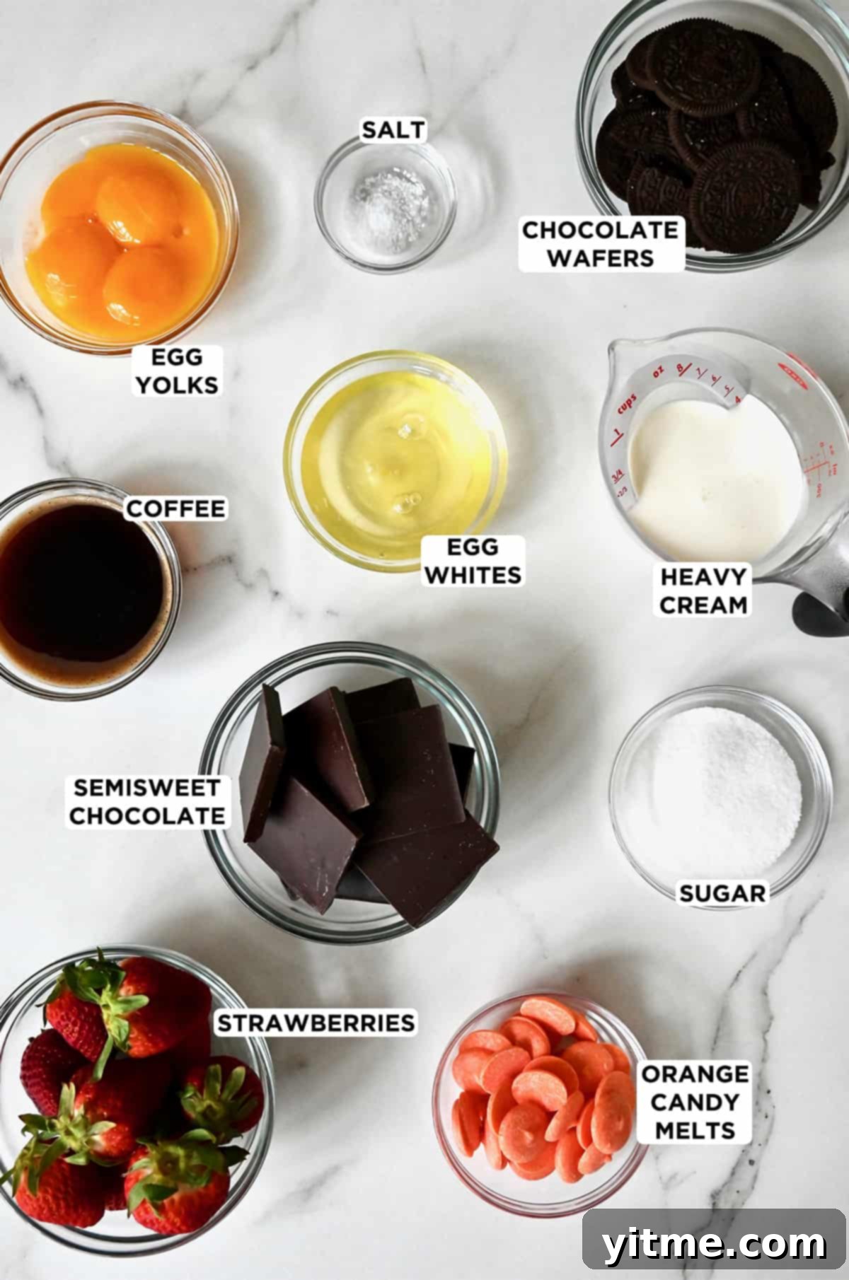 Ingredients for Chocolate Mousse with Strawberry Carrots