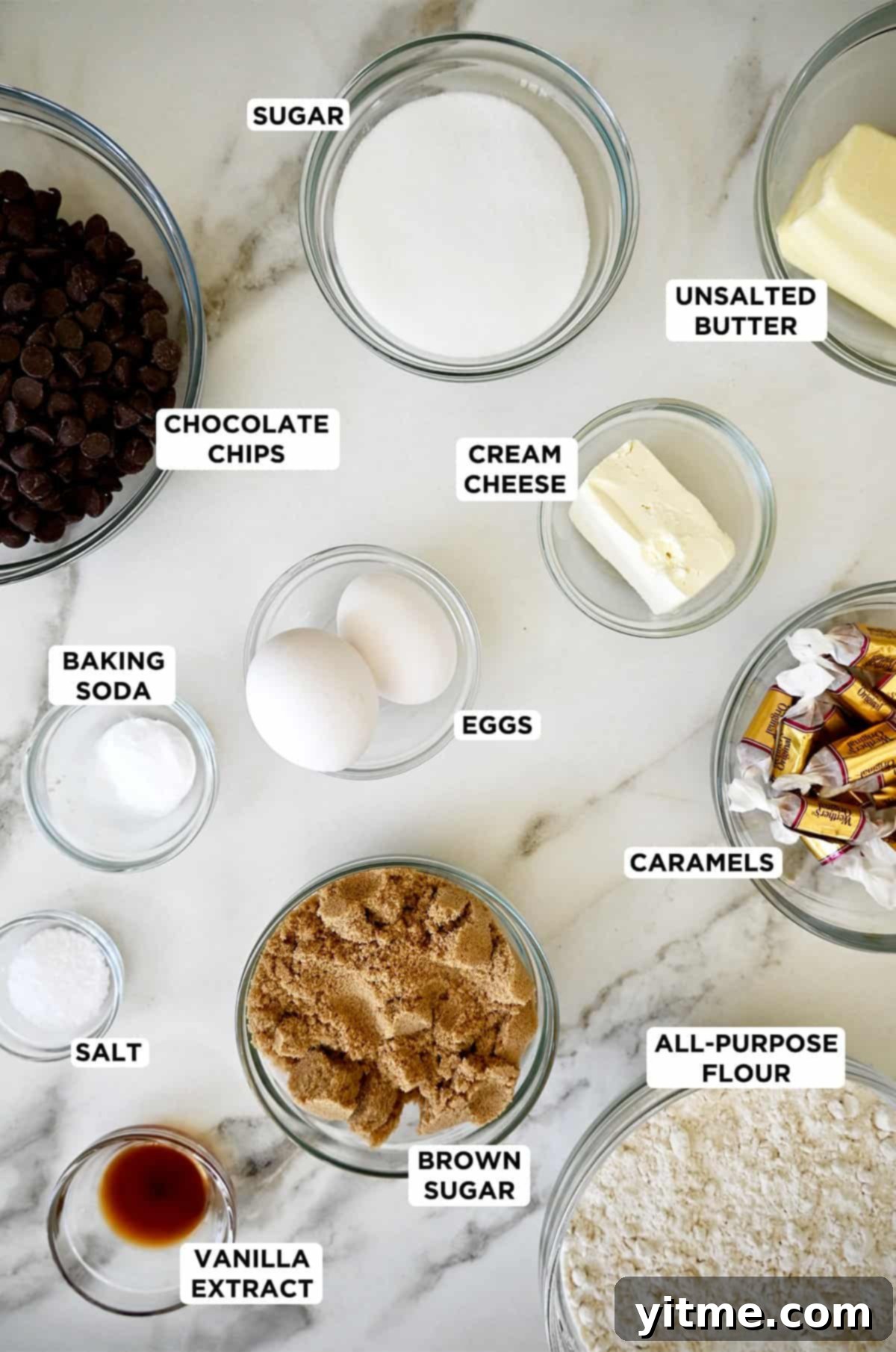 Caramel Lava Chocolate Chip Cookies 3 Ingredients for making chocolate chip cookies stuffed with soft caramels.