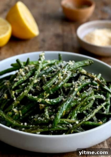 Roasted green beans with Parmesan.