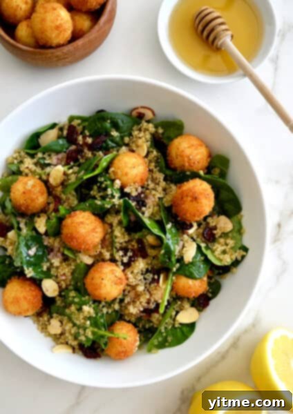 Quinoa salad with warm goat cheese.