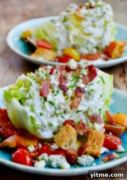 Iceberg wedge salad with buttermilk dressing.