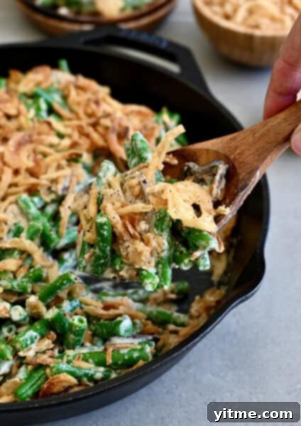 Creamy green bean casserole from scratch.