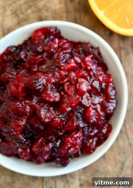 Cranberry orange sauce in a bowl.