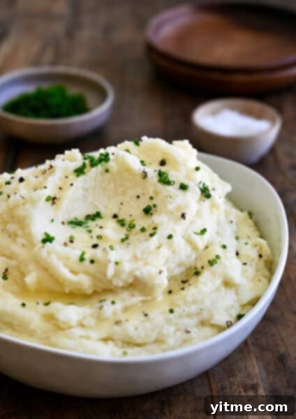 Creamy mashed potatoes with chives.