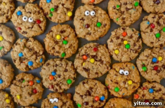 The best Monster Cookies with mini chocolate chips and M&Ms