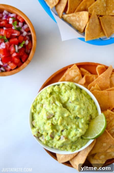 Creamy Greek Yogurt Guacamole Recipe on justataste.com