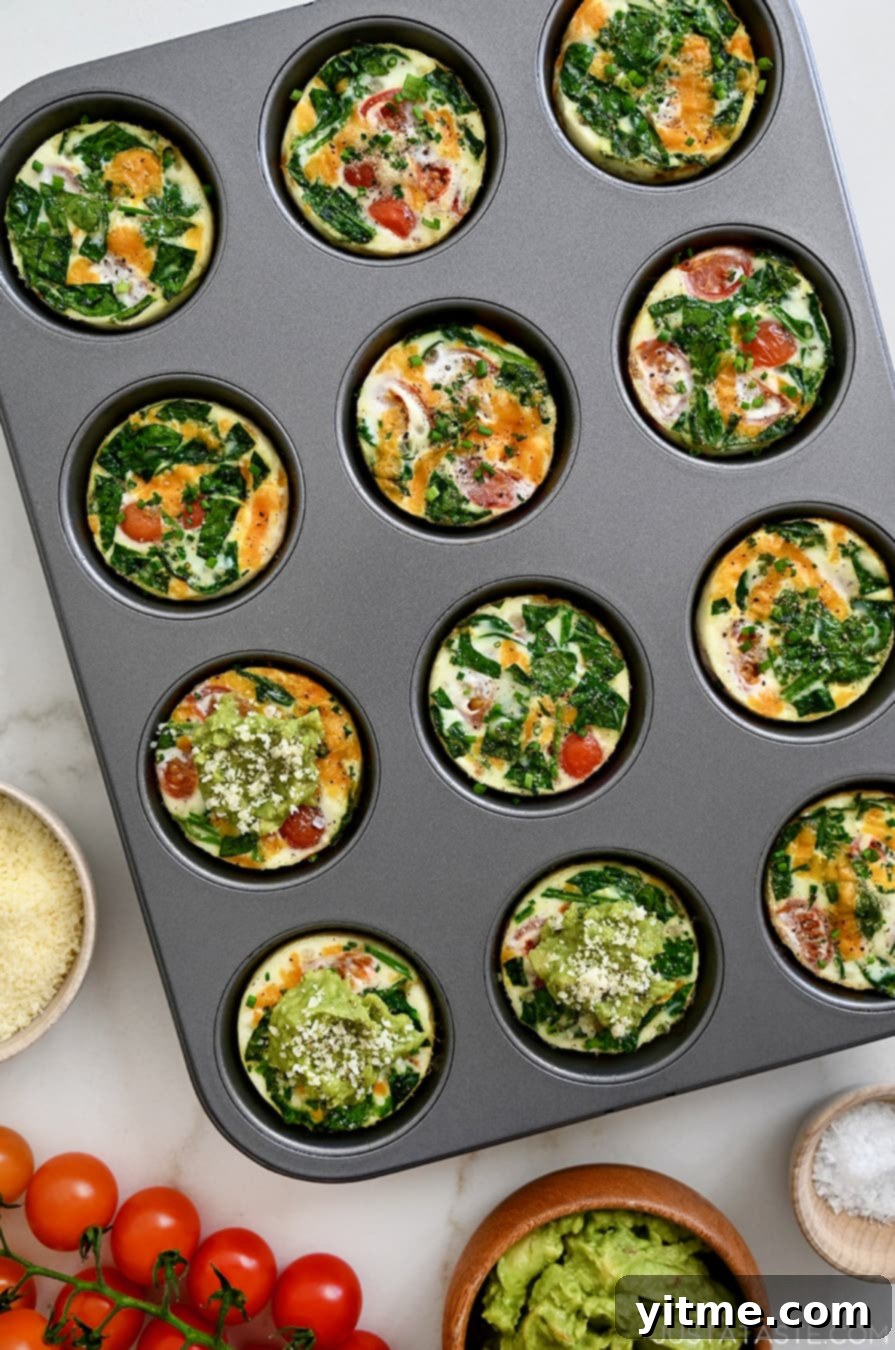 Egg white muffins with tomatoes and avocado