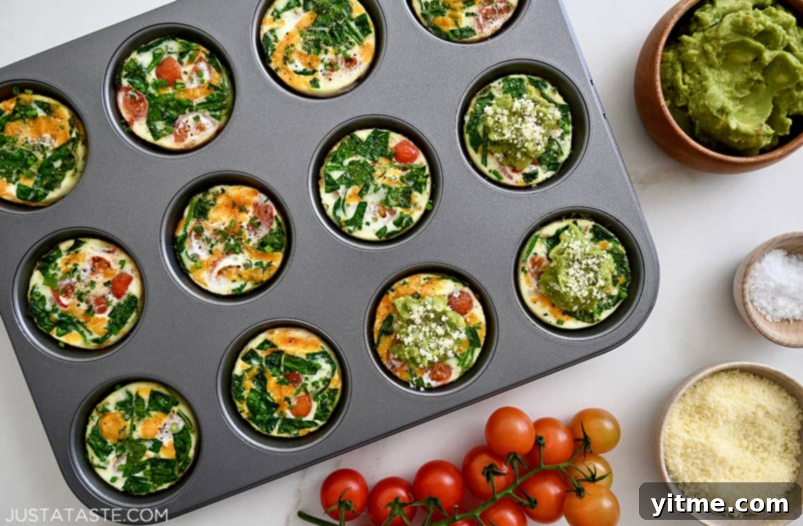 Egg muffins with cherry tomatoes and avocado