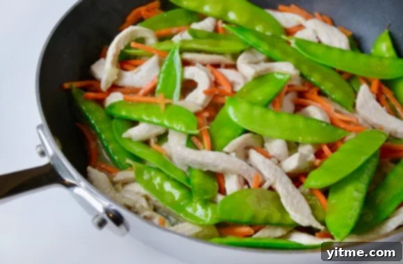 Stir-fried chicken and vegetables.
