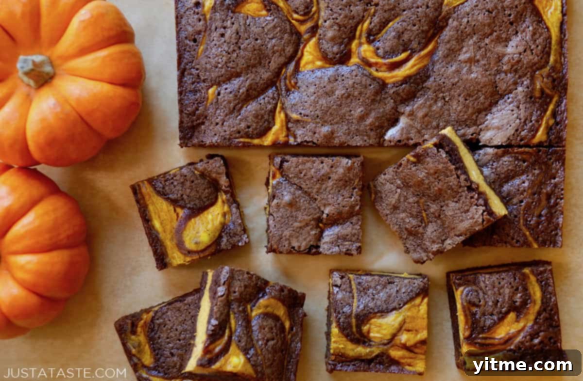 More homemade pumpkin cheesecake brownies with pumpkins.