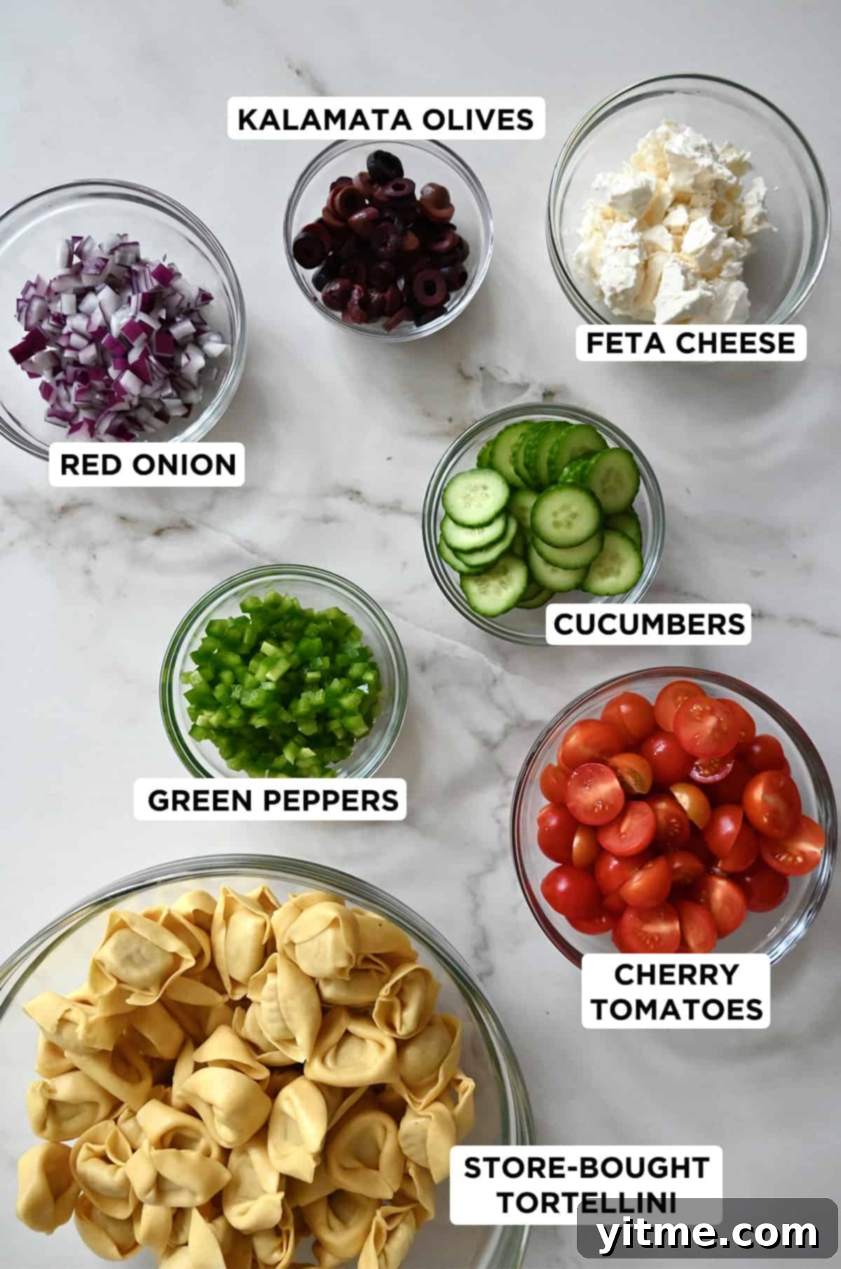 Ingredients for Greek Tortellini Pasta Salad