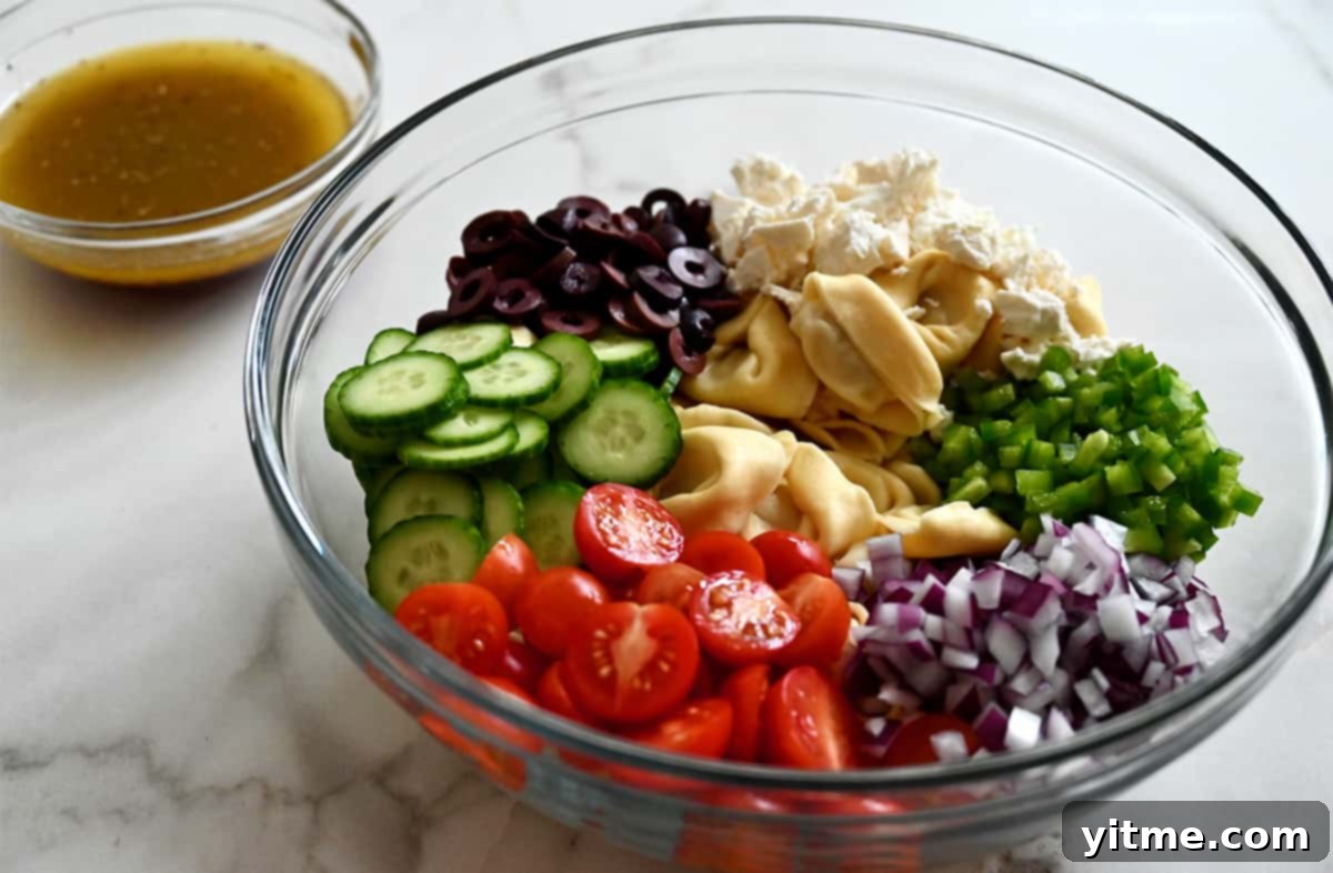 Ingredients for Greek Tortellini Pasta Salad and Red Wine Vinaigrette