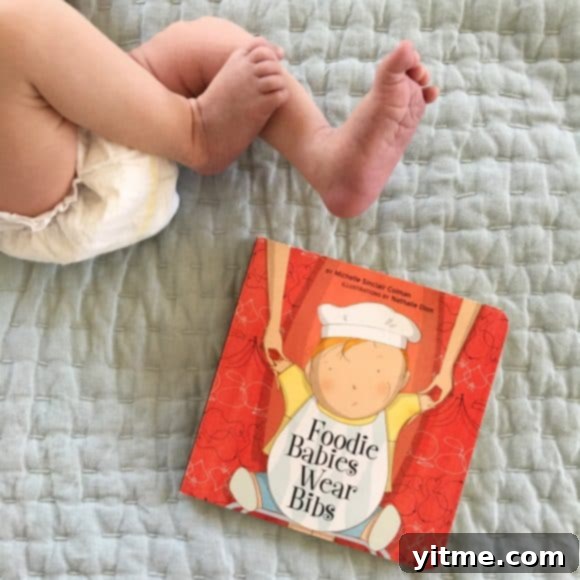 Fun and Healthy Food Creations for Kids 3 Baby's legs and a book about kids and eating on a bed