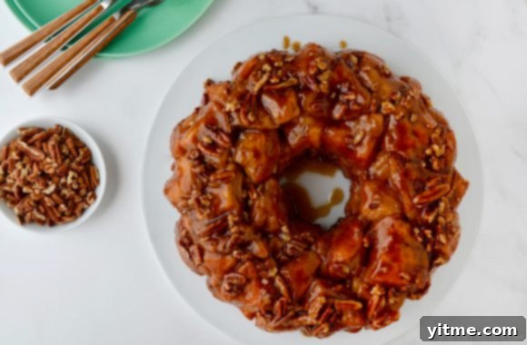 Easy Pecan Monkey Bread with plate and forks