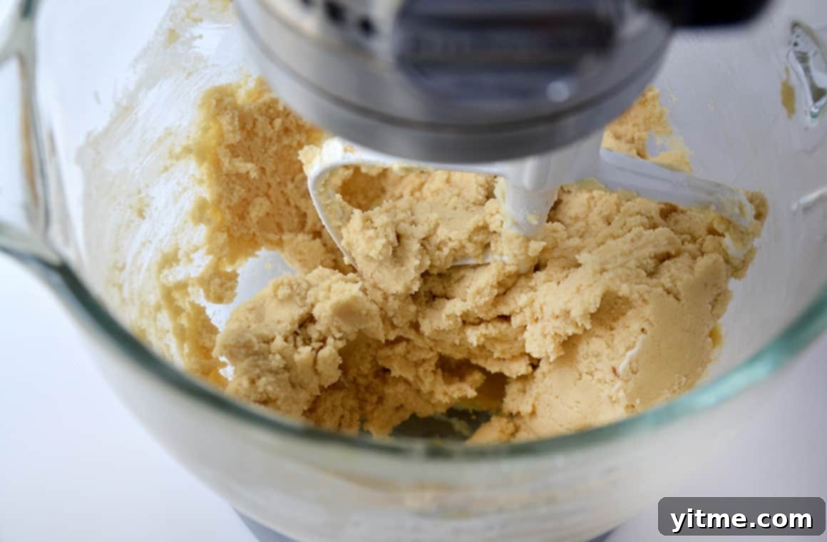 A stand mixer with cookie dough