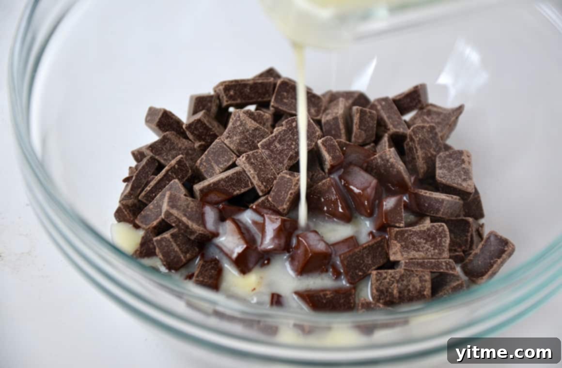 Chocolate chunks with heavy cream