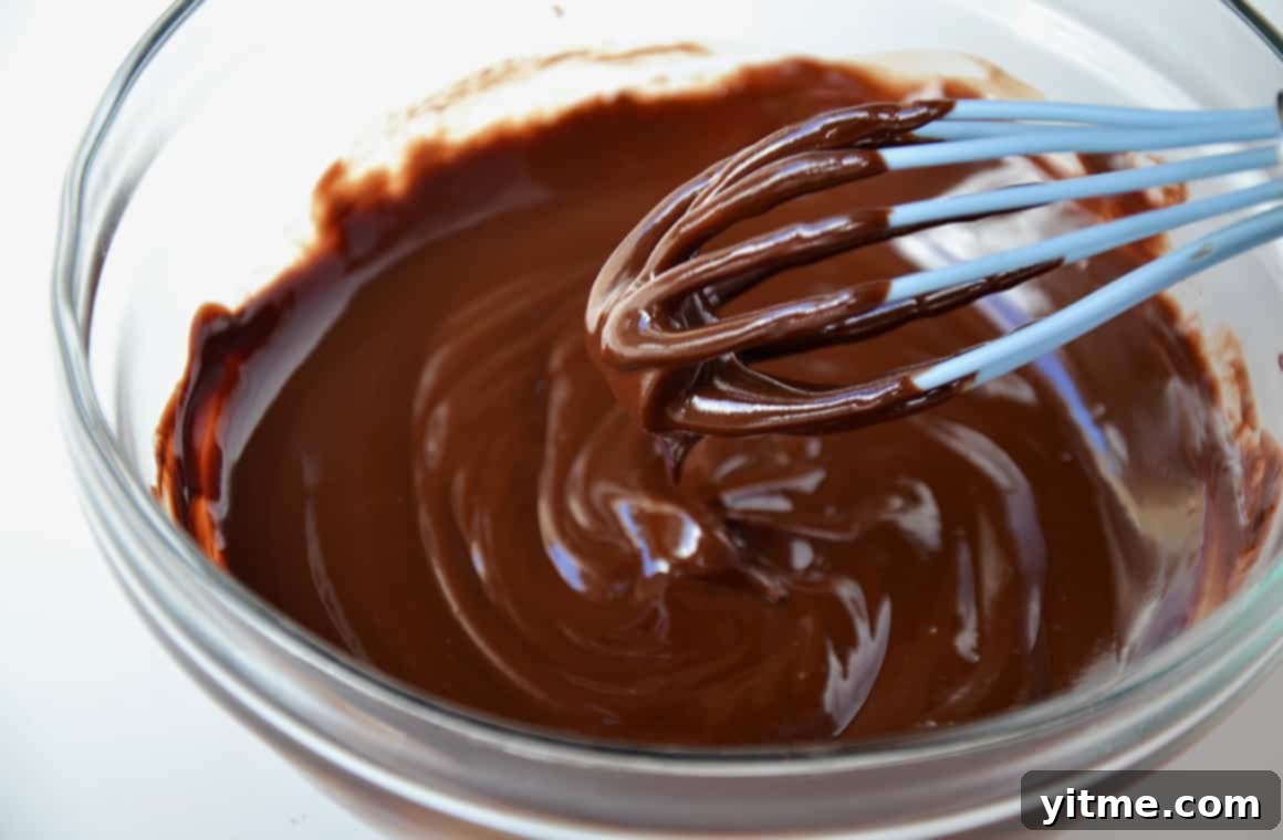Shiny ganache with whisk