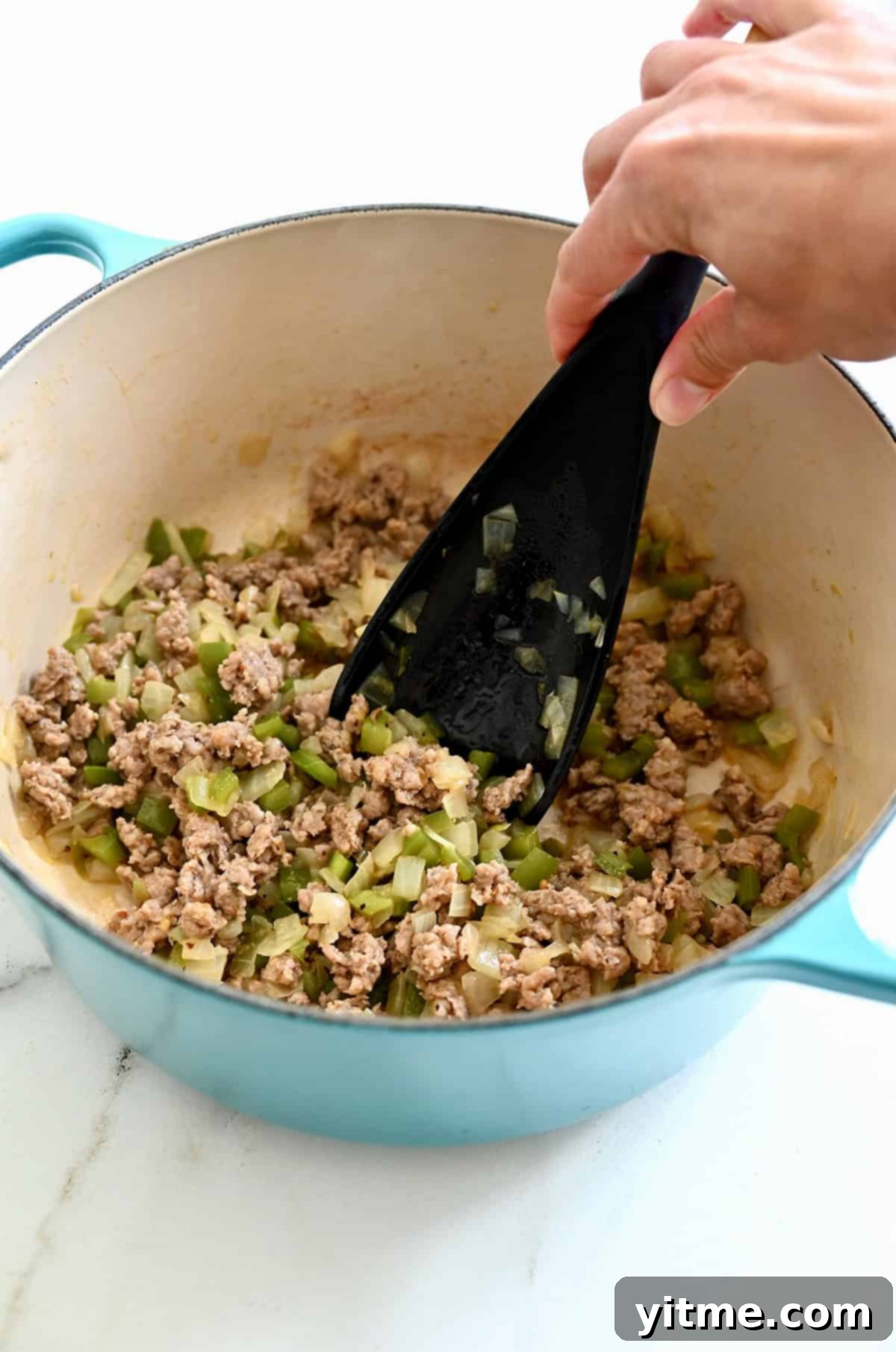 Cooked sausage and peppers