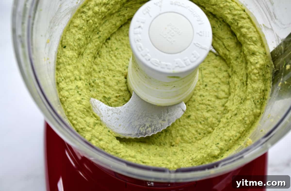 Avocado hummus in a food processor