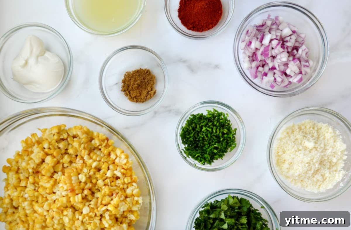 Ingredients for Elote Corn Salad